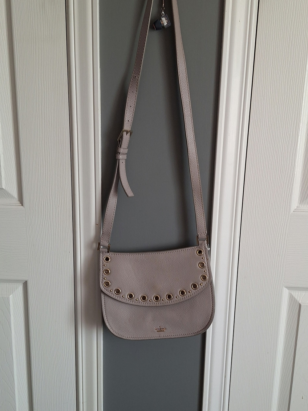 Kate Spade; Pebbled Leather Crossbody in Light Purple Blush with Gold Eyelets - Picture 2 of 5